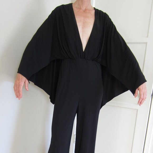 NWT HALSTON Black Cape Jumpsuit Sz 10 Classy - Picture 5 of 16
